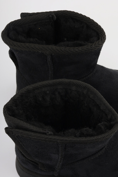 FOLLOWIN Kız Çocuk Botu Siyah Kalın Taban İçi Yünlü Yandan Cırtlı Günlük Bot