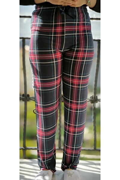 Aleza Shoes Women's Plaid-Patterned-Solid Cotton Viscose Pajama Bottom