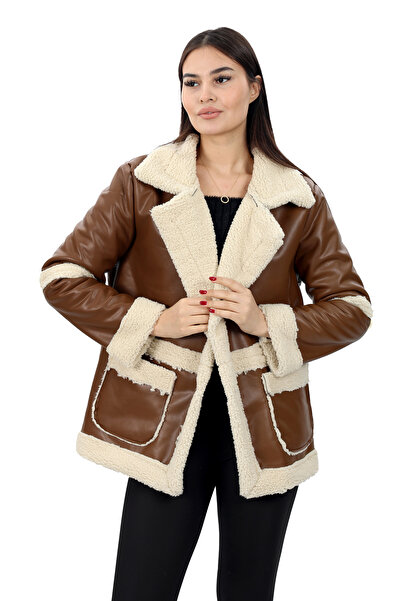 MODA DURAĞI Kadın Peluş Kürk Detaylı Kaliteli Mont