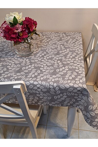 Başak Ev Tekstili Fiber Pvc Oilcloth - Patterned Erasable Tablecloth (Grey)