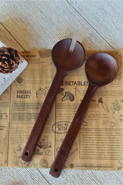 şirin eşyalarım 2 Piece Acacia Salad Spoon Set
