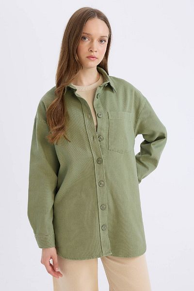 DeFacto Relax Fit Basic Straight Gabardine Langarmshirt Tunika A6474AX24WN