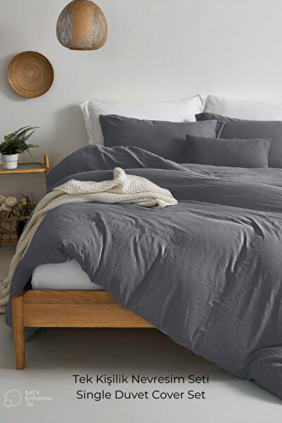VESSİNOHOME Pamuklu Tek Kişilik Nevresim Takımı çarşaflı Runforce Düz Renk