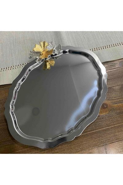 SEVA ÇELİK Stainless 6-Piece Butterfly Accessories Oval Service Promise Coffee Promise Engagement Ring Chocolate Table