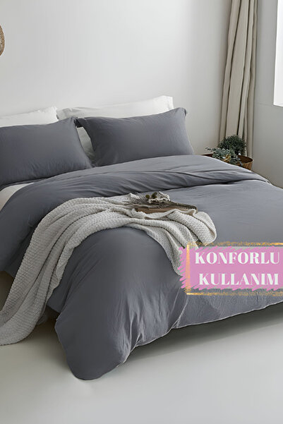 VESSİNOHOME Pamuklu Tek Kişilik Nevresim Takımı çarşaflı Runforce Düz Renk