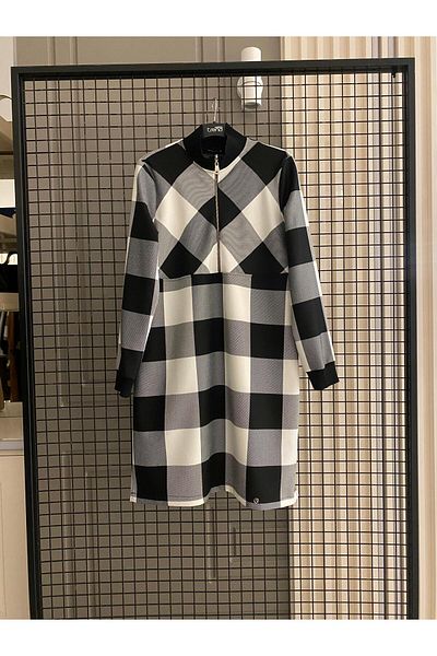 Armine TREND Black and White Ribbed Half Zip Tunic - 24Kt416 Daisy Trend