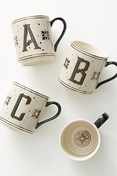 Anthropologie Bistro Tile Monogram Kupa B Harfi