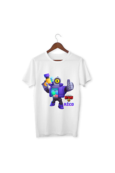 ALPŞAN TİCARET Tricou alb pentru adulți Brawl Stars Rico Kids Tricou unisex pentru copii