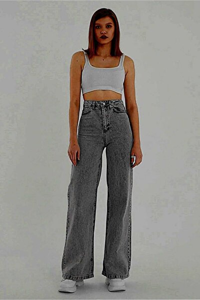 Ramrod Leysi Füme Power Λύκρα Σούπερ Ψηλόμεσο Φαρδύ Τζιν Palazzo Παντελόνι