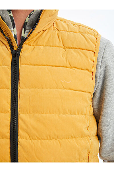 Ltb Φουσκωτό κίτρινο γιλέκο με όρθιο γιακά