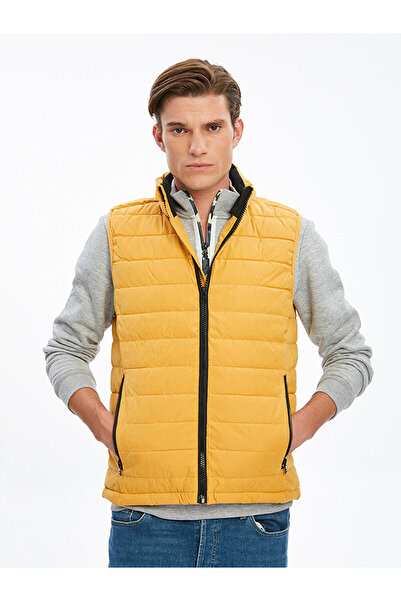Ltb Φουσκωτό κίτρινο γιλέκο με όρθιο γιακά