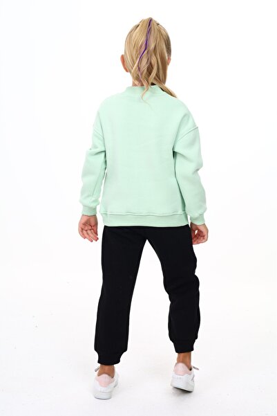 Toontoy Girl's Half Turtleneck Chest Embroidered Tracksuit Set