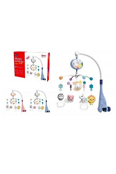 Fab N Funky Music Rotating Bed Bell with Mirror, Comforting Crib Mobile for Babies 0M+, Purple Blue