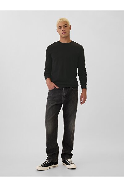 GAP Erkek Siyah %100 Pamuk Crew Kazak