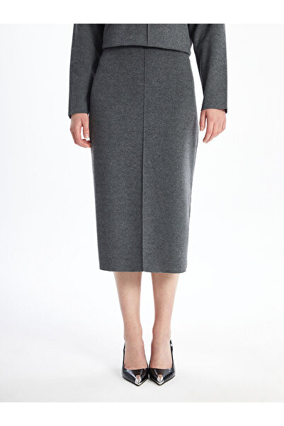 LC Waikiki LCW Vision - Anthracite Melange Γυναικεία πλεκτή φούστα με ελαστική μέση και στενή εφαρμογή