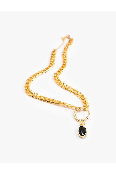 Koton Chain Necklace with Stone Charm Detail