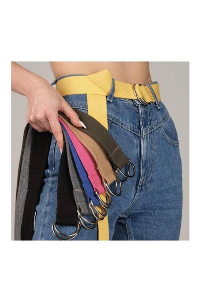 Köstebek Plain Color Buckle Canvas Belts