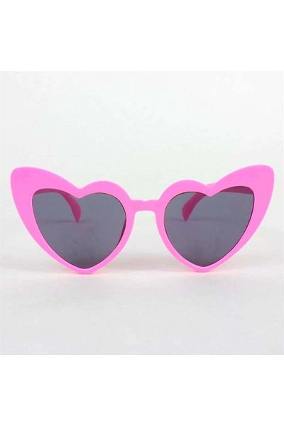 Köstebek Pink Heart Framed Black Lens Cat Eye Sunglasses