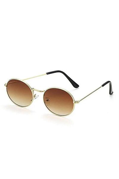 Köstebek New Oval Gold Framed Brown Gradient Lens Sunglasses