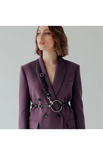 Köstebek Black Leather Belt - Ring Detailed Strap
