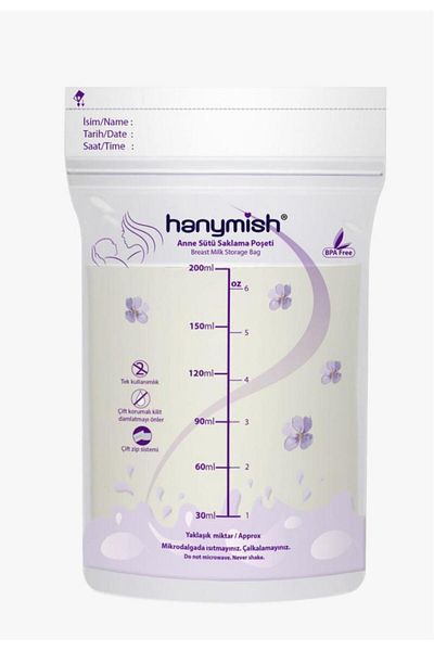 Hanymish Milk Storage Bag 20 Pieces 200 Ml Ziplock Lid