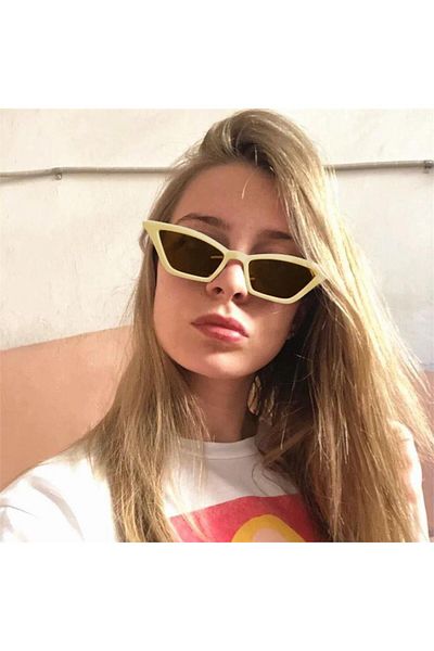 Köstebek Cateye Sunglasses with Beige Horizontal Frames and Brown Lenses