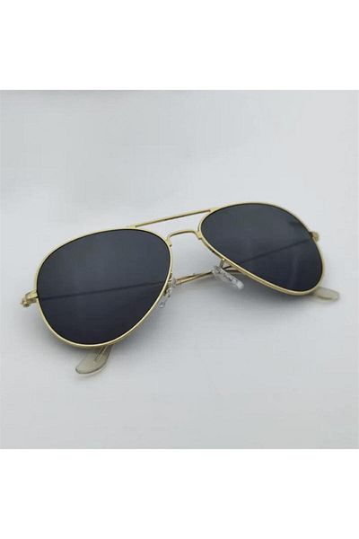 Köstebek Gold Framed Black Glass Overhead Sunglasses