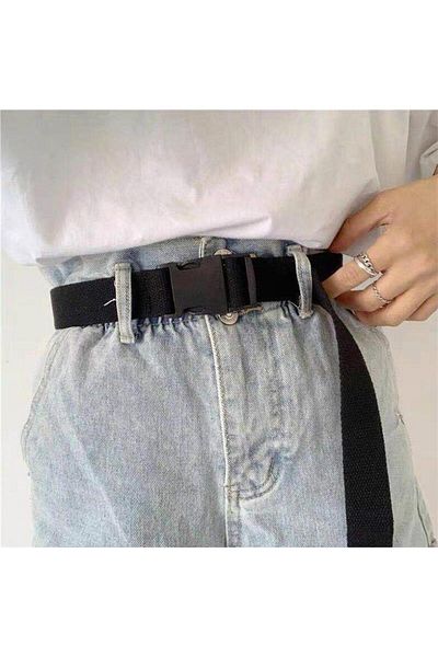 Köstebek Black Adjustable Canvas Belt