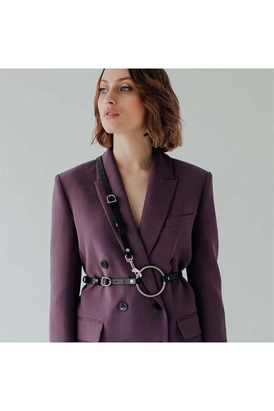 Köstebek Black Leather Belt - Ring Detailed Strap