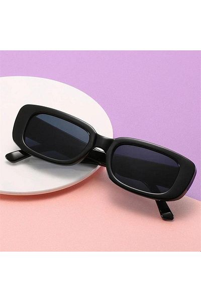 Köstebek Horizontal Black Framed Retro Sunglasses