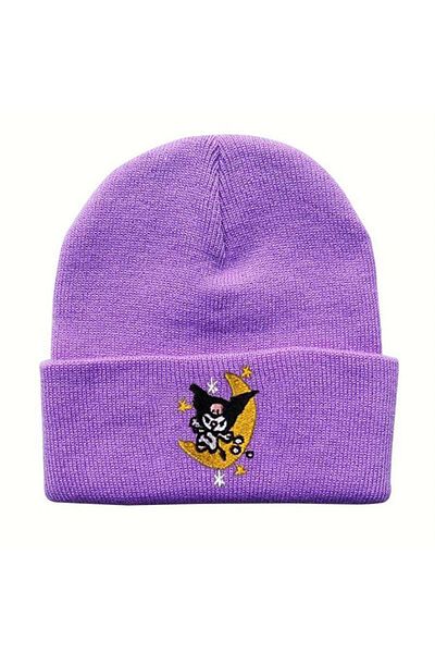 Köstebek Anime Lila Kuromi Moon And Stars Beanie