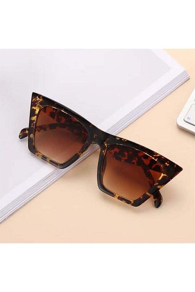 Köstebek Leopard Pattern Gradient Cateye Sunglasses - Framed and Glass