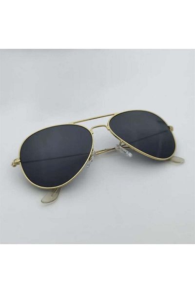 Köstebek Gold Framed Black Glass Overhead Sunglasses