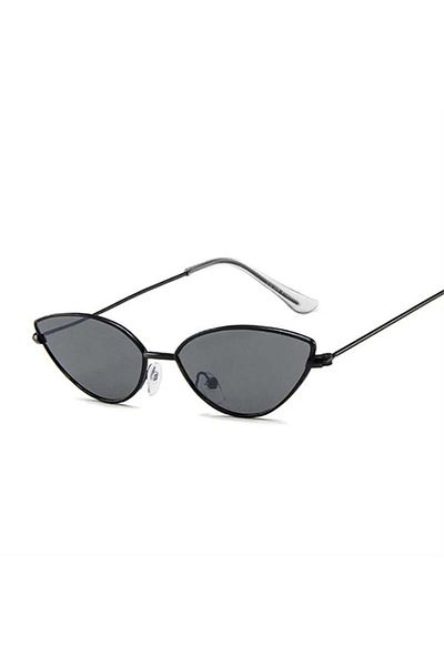 Köstebek Square Thin Black Framed Cateye Sunglasses with Black Glasses