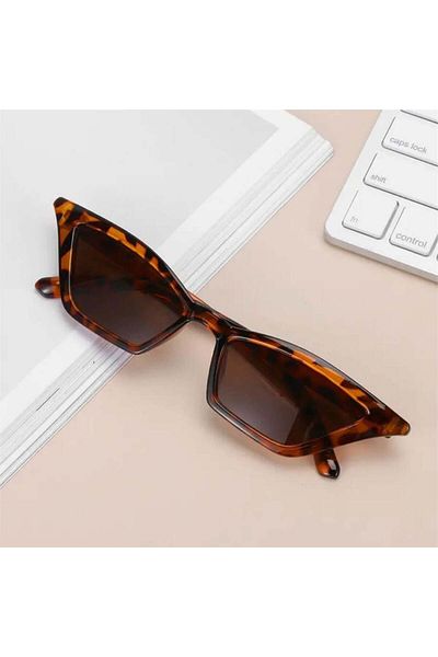Köstebek Leopard Pattern Horizontal Framed Cateye Sunglasses