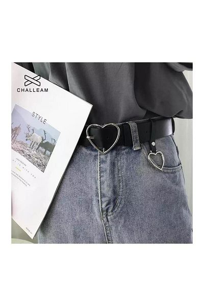 Köstebek Faux Leather Belt - Heart Buckle Detail