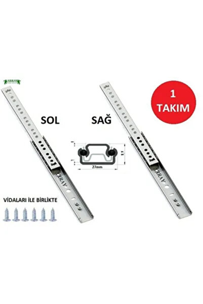Serra 27 mm 27cm Gömme Ince Teleskopik Bilyeli Dolap Çekmece Rayı