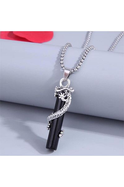 Köstebek Dragon Motif Steel Chain Wish Necklace