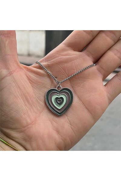 Köstebek Green Heart Chain Necklace