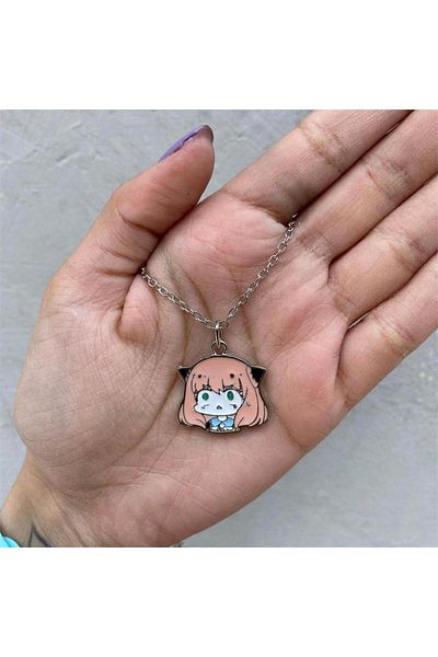 Köstebek Anime Spy X Family Anya Face Necklace