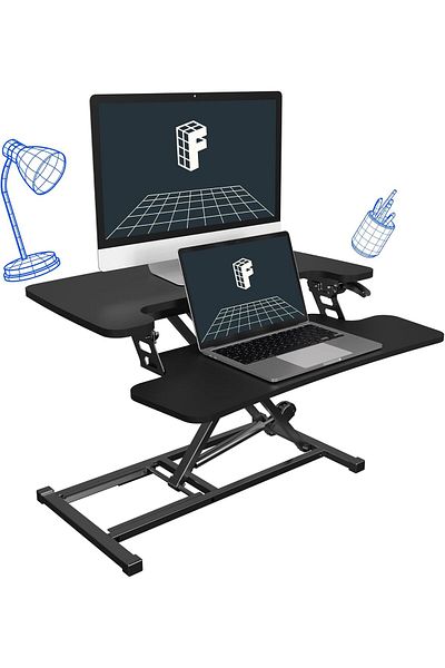 Mahmayi Flexispot Modern 28 Inch Height Adjustable Sit to Stand-up Desk with Keyboard Trey - Black