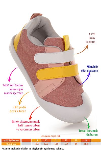 KARAMAZI حذاء رياضي للفتيات الصغيرات من Karamazı Kids Şifu First Step Velcro