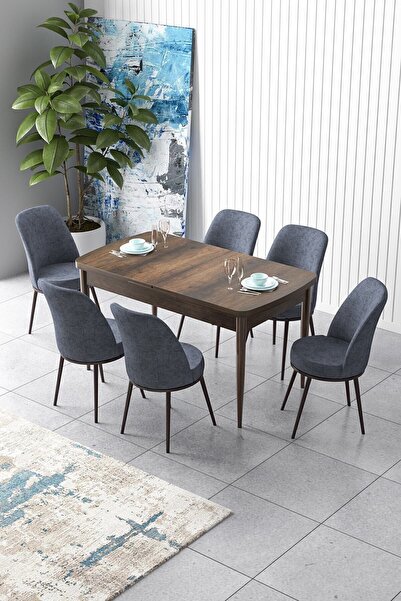 Canisa Concept Zen Serisi 80x132 Mdf Açılabilir Barok Ahşap Desen Masa Takımı...