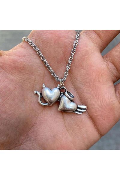 Köstebek Angel Hearts Couple Chain Necklace