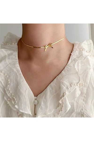 Köstebek Gold Bow Necklace