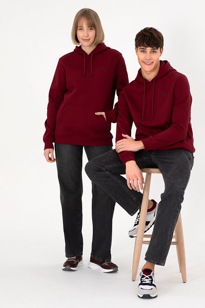 U.S. Polo Assn. Men's Hooded Claret Red Basic Raised Sweatshirt 50295176 -Vr014