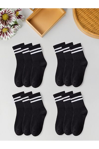 BLACK DEER 12 чифта раирани тенис чорапи за мъже, жени унисекс раирани тенис чорапи