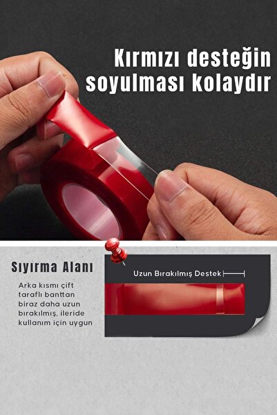 COZY SENSE Çift Taraflı Bant Şeffaf Silikon Bant Güçlü Yapıştırıcı Fuvar Çerçeve Montaj Bandı 18mm X 2 Metre