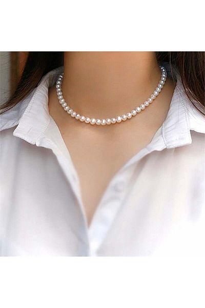 Köstebek White Pearl Necklace