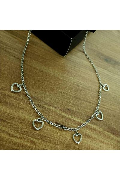 Köstebek 5-Piece Framed Heart Motif Necklace